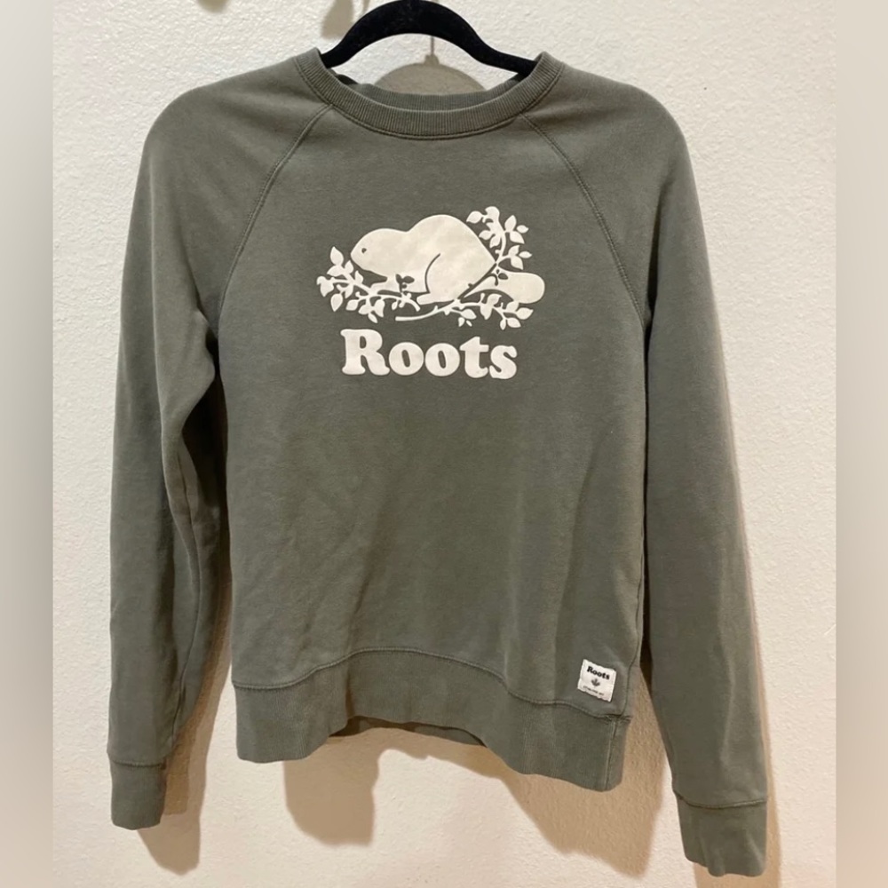 Roots Green Sweatshirt with White Logo